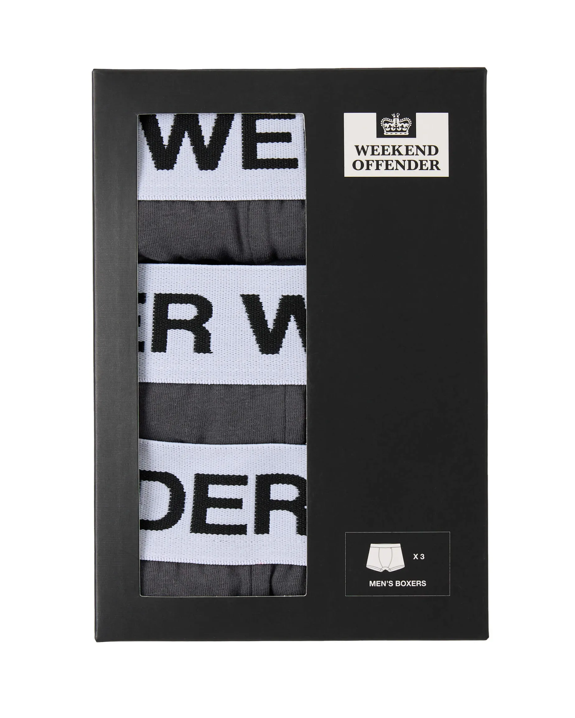 Boxer Shorts Pack Of 3 Dark Charcoal