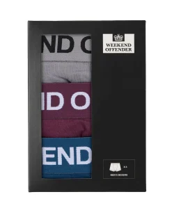 Boxer Shorts Pack Of 3 Light Grey/ Deep Plum/ Juniper Blue