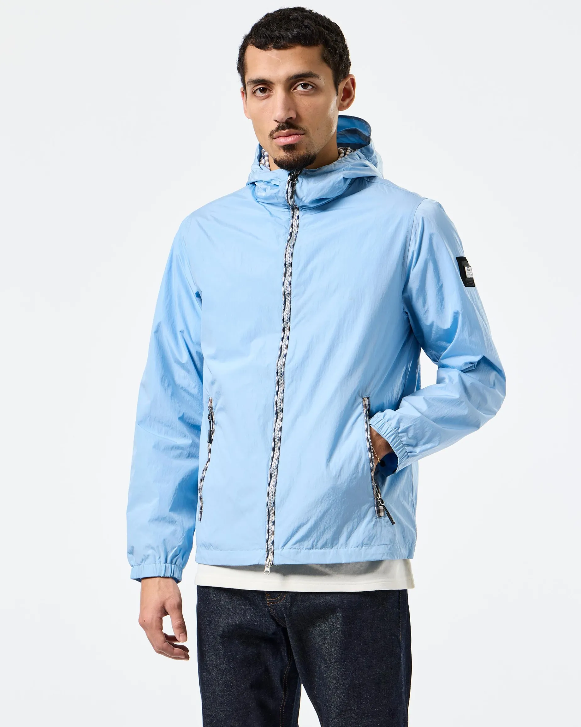 Campania Check Windbreaker Jacket Sea Marine Blue