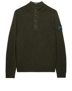 Castillos Knitted Wool Quarter Neck Sweater Castle Green
