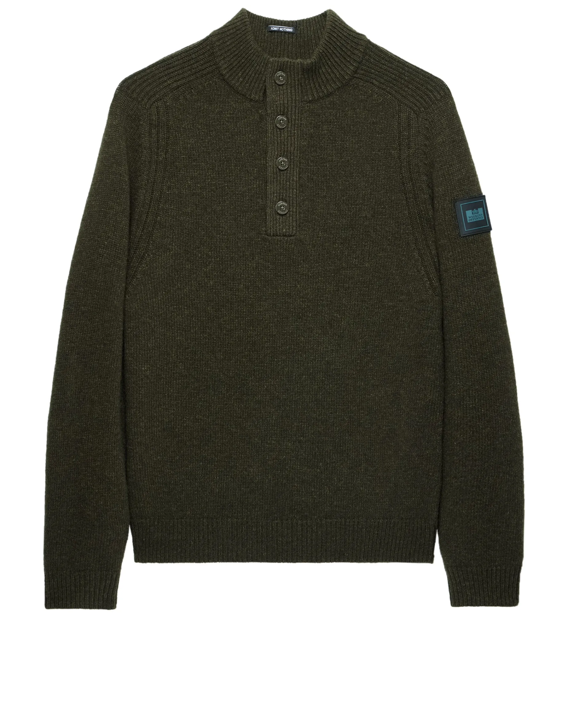 Castillos Knitted Wool Quarter Neck Sweater Castle Green