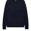 Castillos Knitted Wool Quarter Neck Sweater Navy
