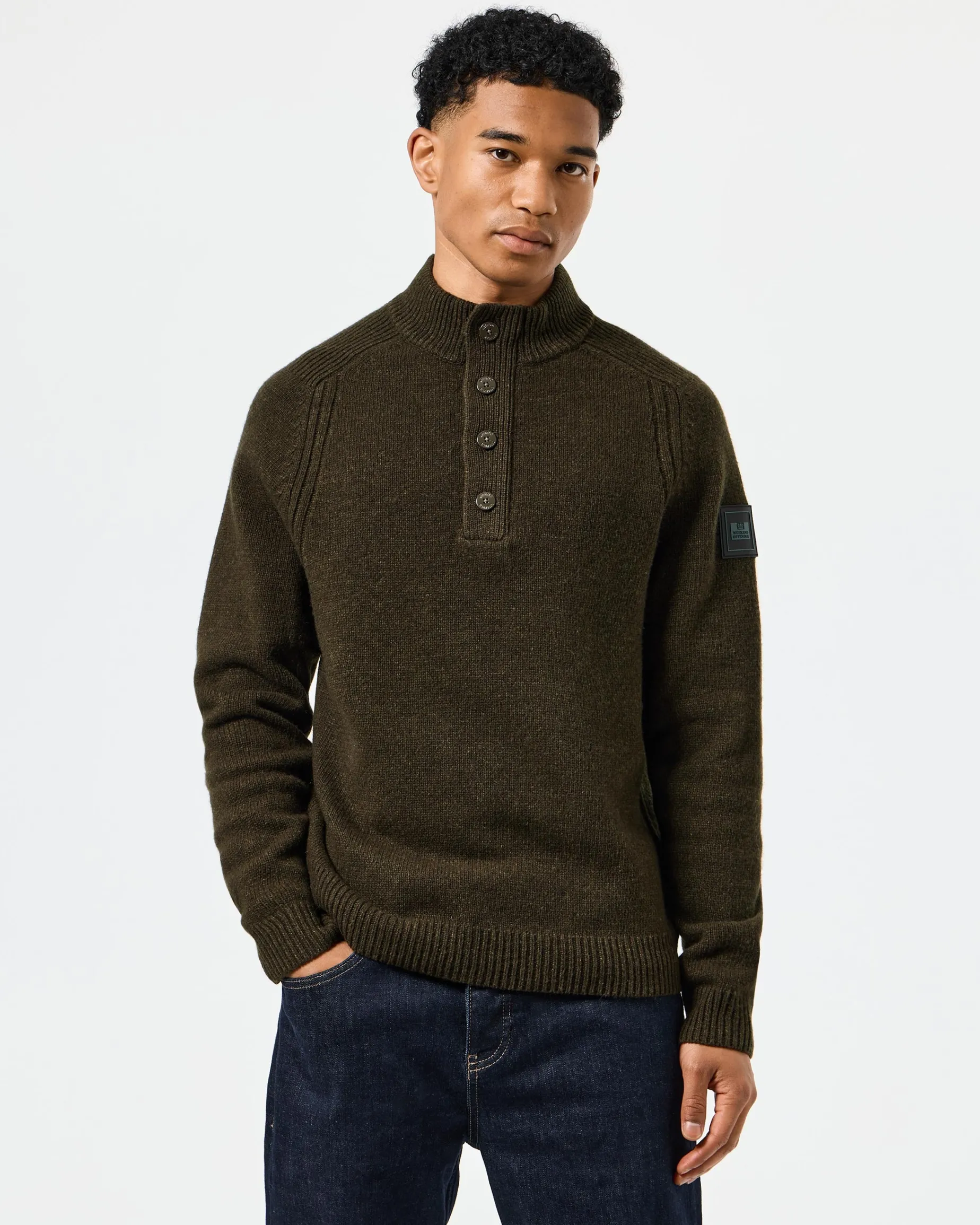 Castillos Knitted Wool Quarter Neck Sweater Castle Green