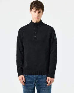Castillos Knitted Wool Quarter Neck Sweater Black