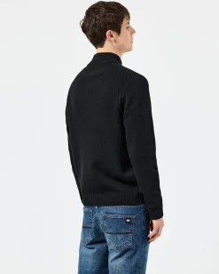 Castillos Knitted Wool Quarter Neck Sweater Black