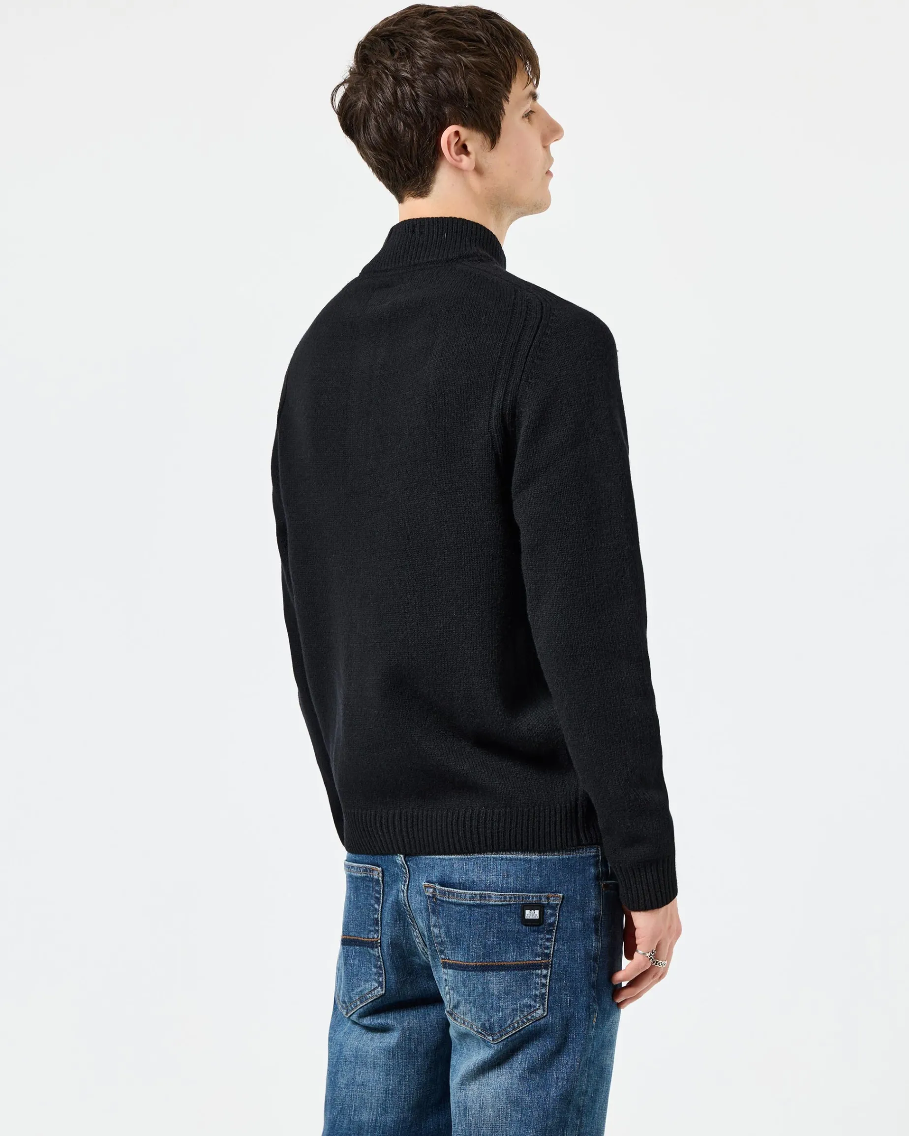 Castillos Knitted Wool Quarter Neck Sweater Black