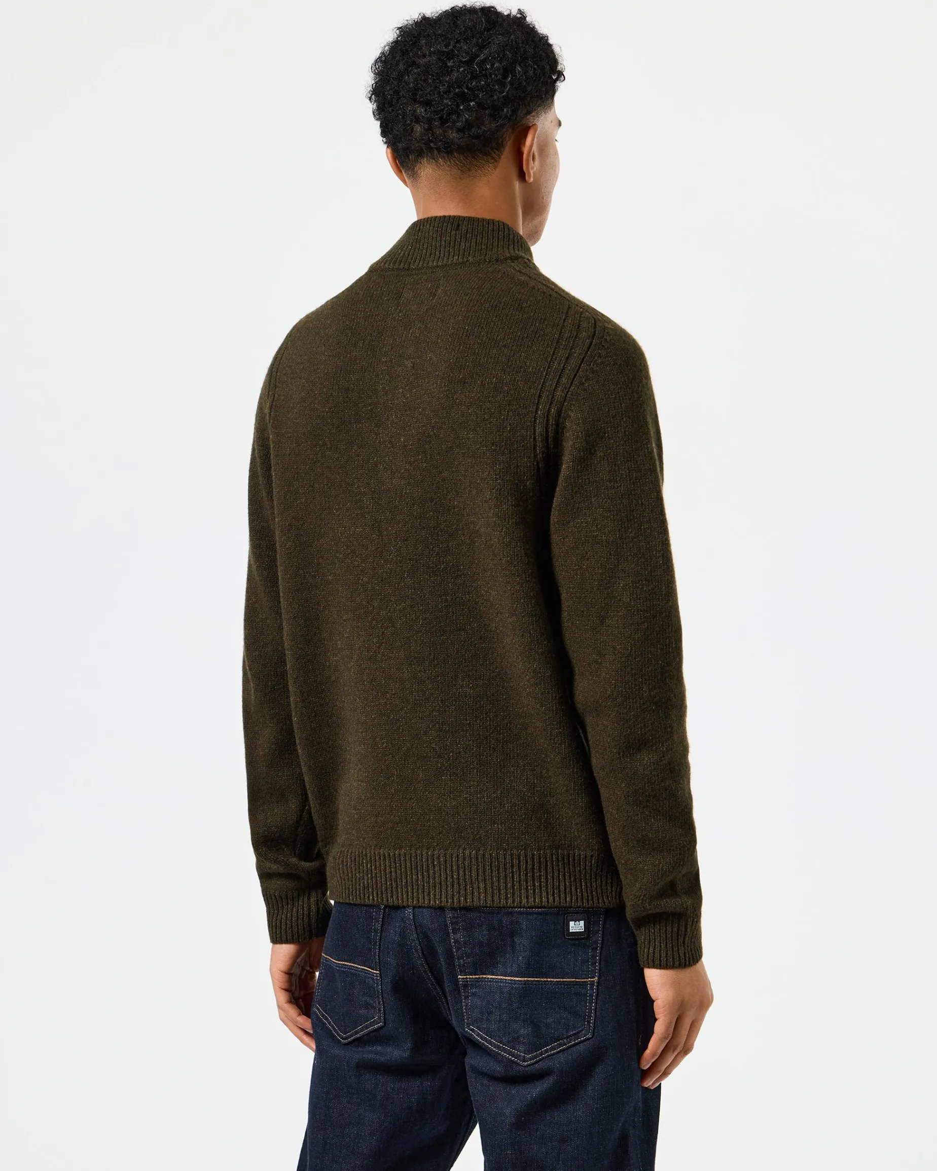 Castillos Knitted Wool Quarter Neck Sweater Castle Green