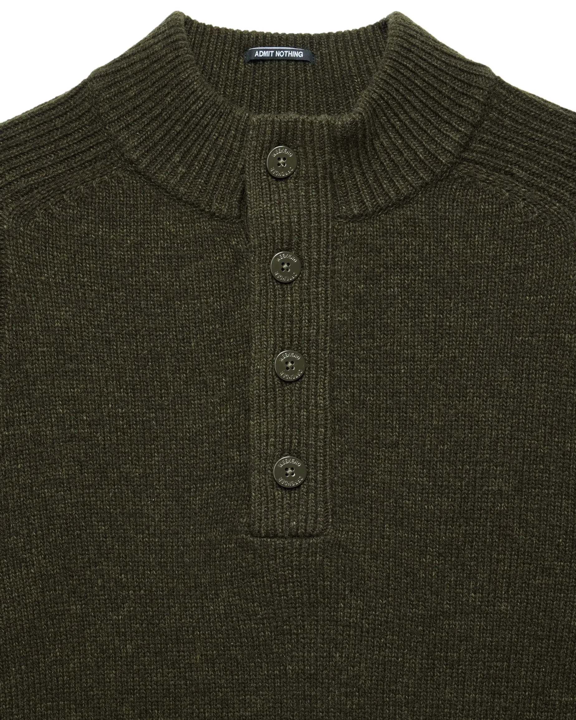 Castillos Knitted Wool Quarter Neck Sweater Castle Green