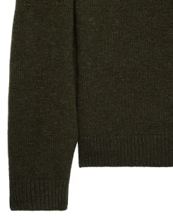 Castillos Knitted Wool Quarter Neck Sweater Castle Green