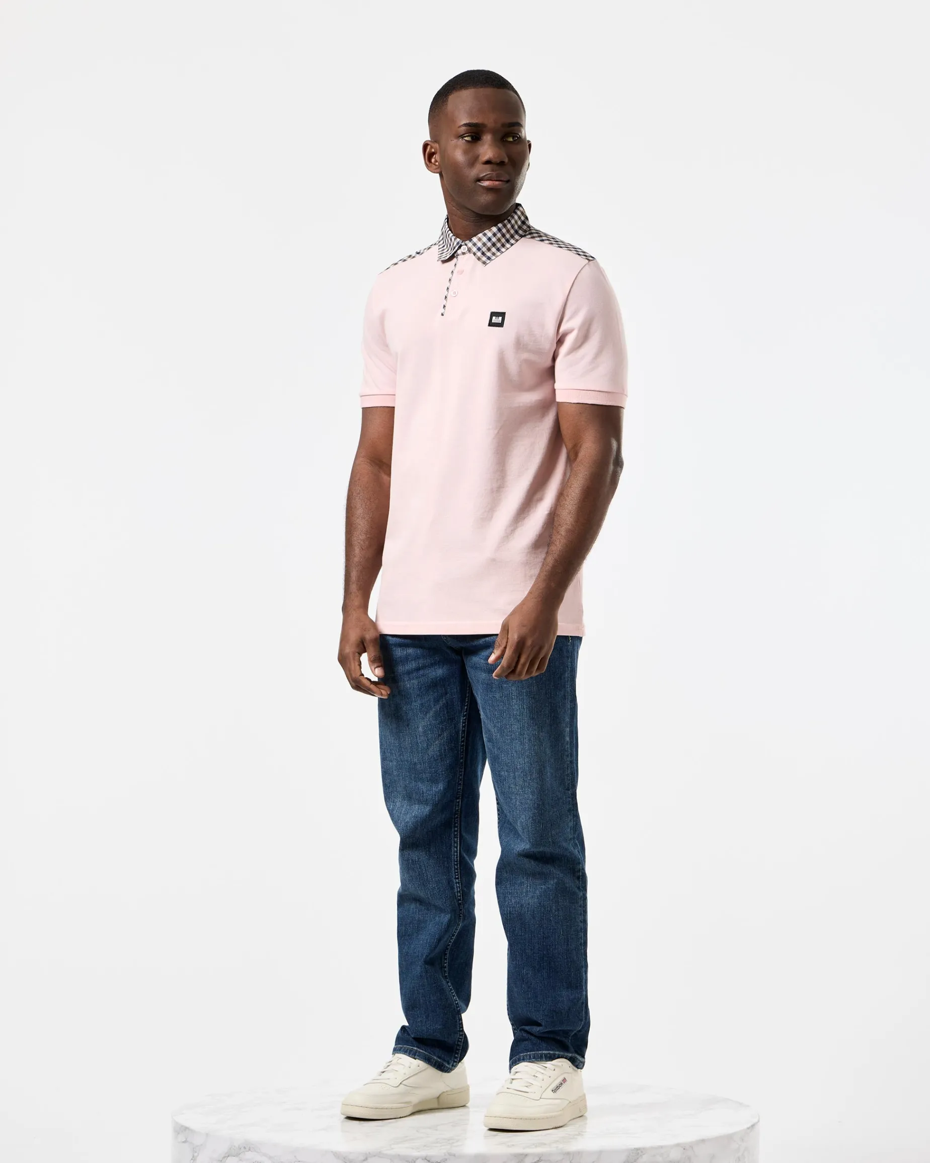 Costa Polo Shirt Pale Blush Pink/Mid House Check
