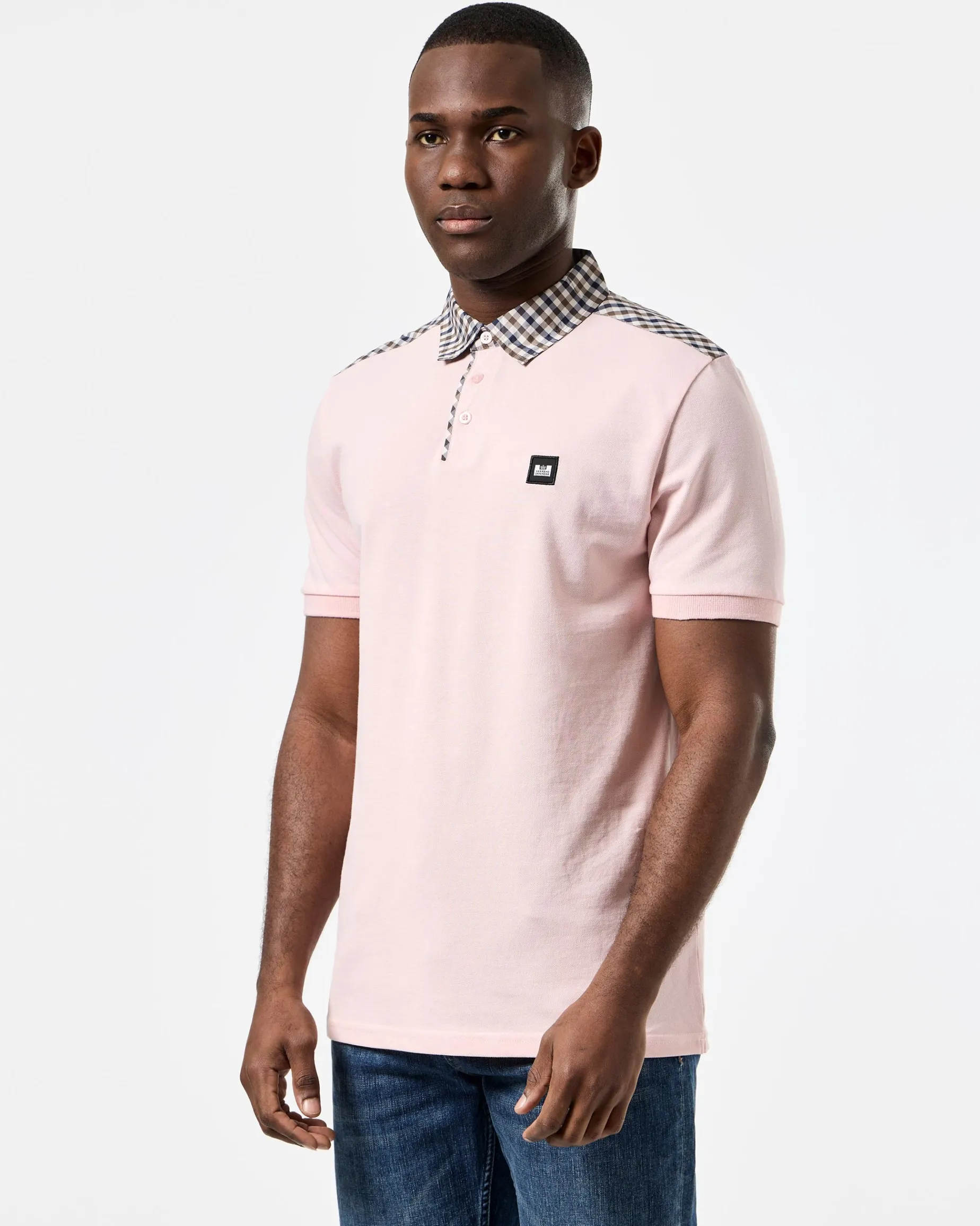 Costa Polo Shirt Pale Blush Pink/Mid House Check