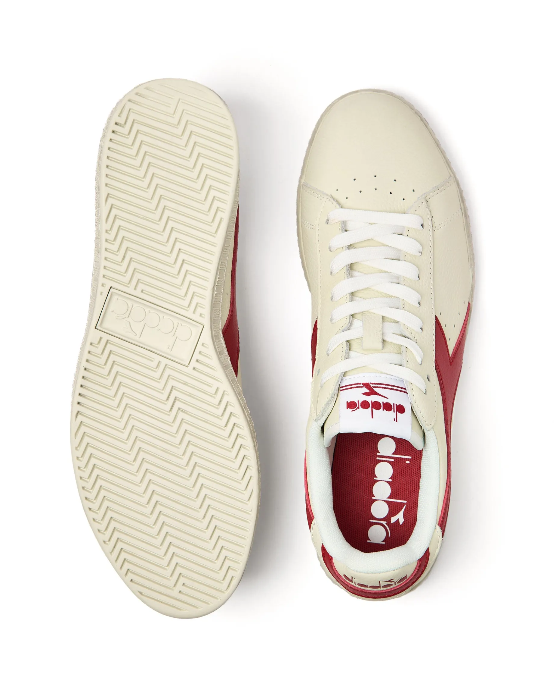 Diadora Game L Low Waxed Trainers White/Red Pepper