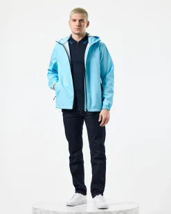 Football + Festivals Waterproof Pack Away Jacket Ocean Wave Blue