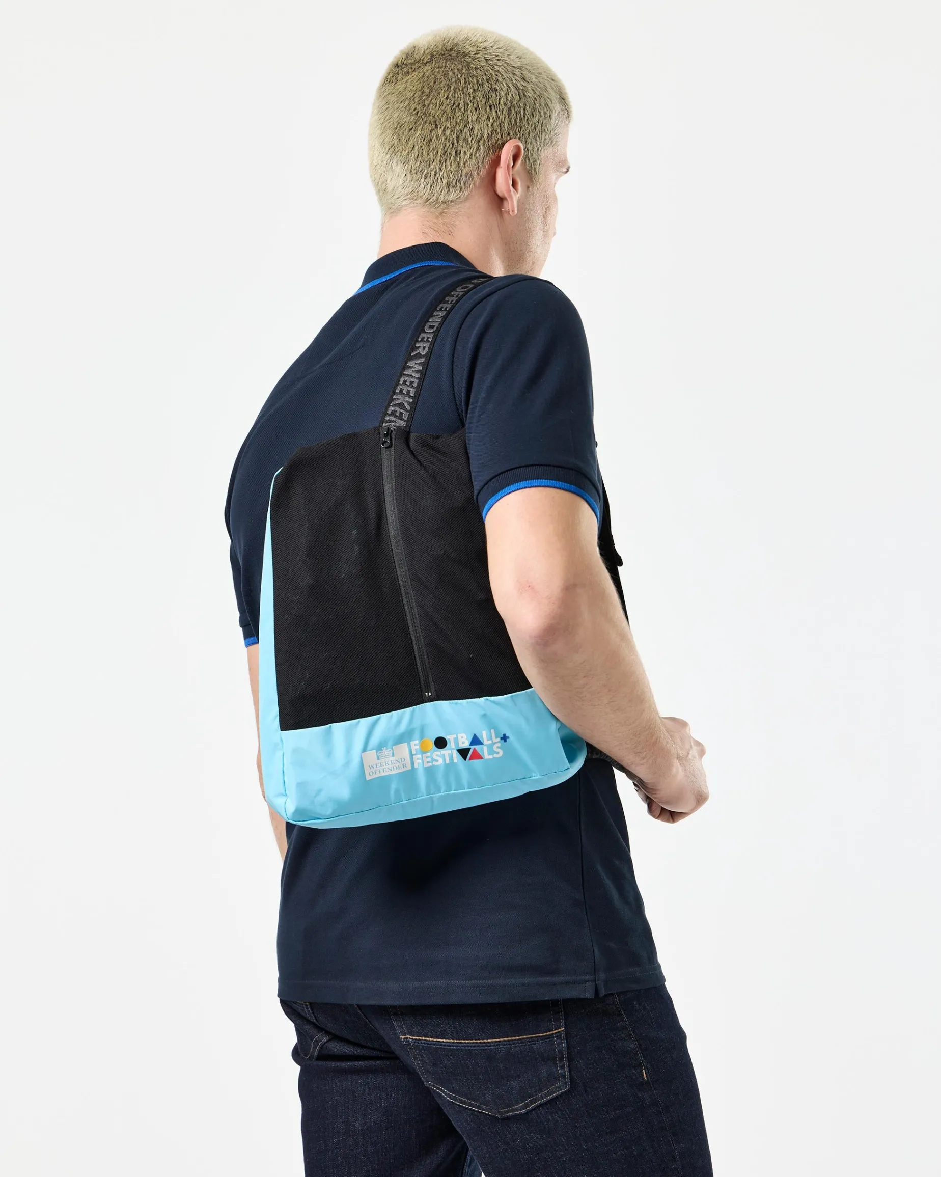 Football + Festivals Waterproof Pack Away Jacket Ocean Wave Blue