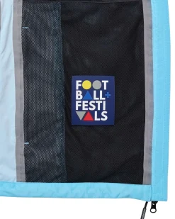 Football + Festivals Waterproof Pack Away Jacket Ocean Wave Blue