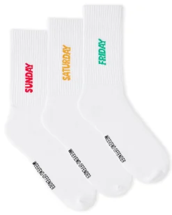 Friday/Saturday/Sunday Sports Socks White