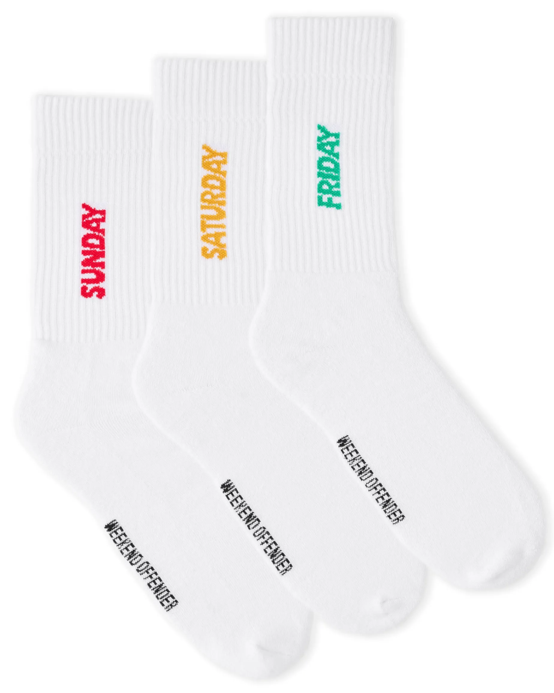 Friday/Saturday/Sunday Sports Socks White