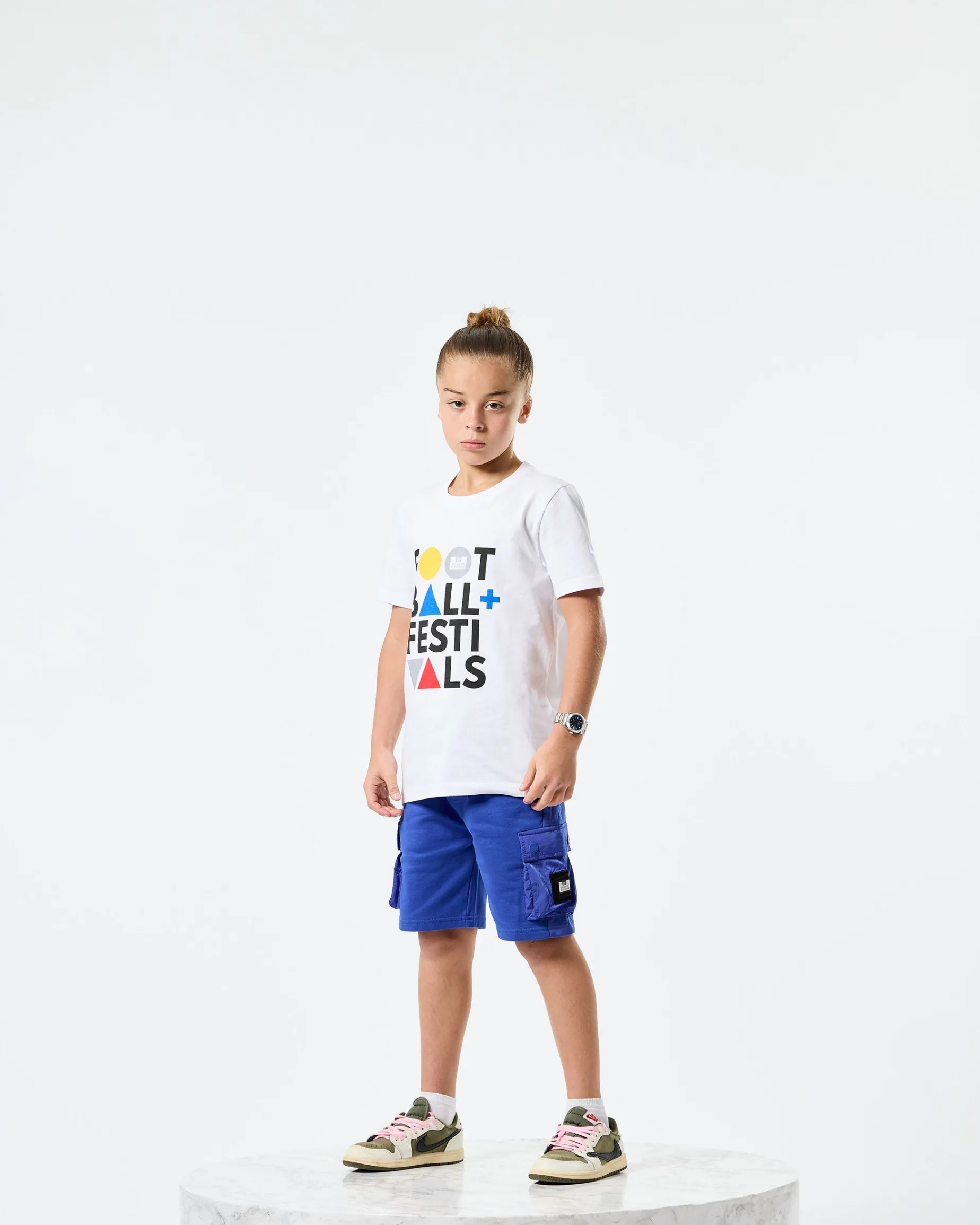 Kids Football + Festivals Graphic T-Shirt White