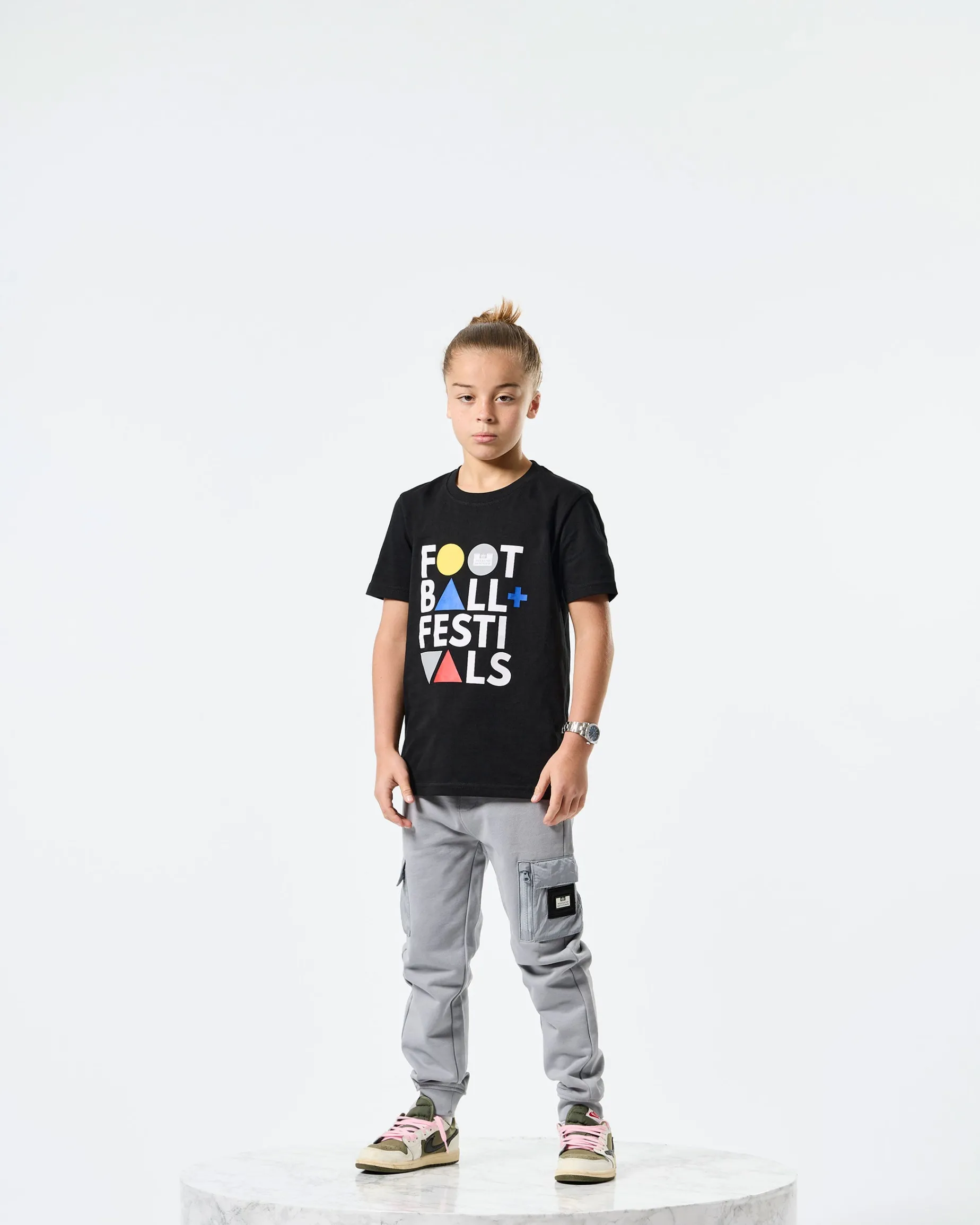 Kids Football + Festivals Graphic T-Shirt Black