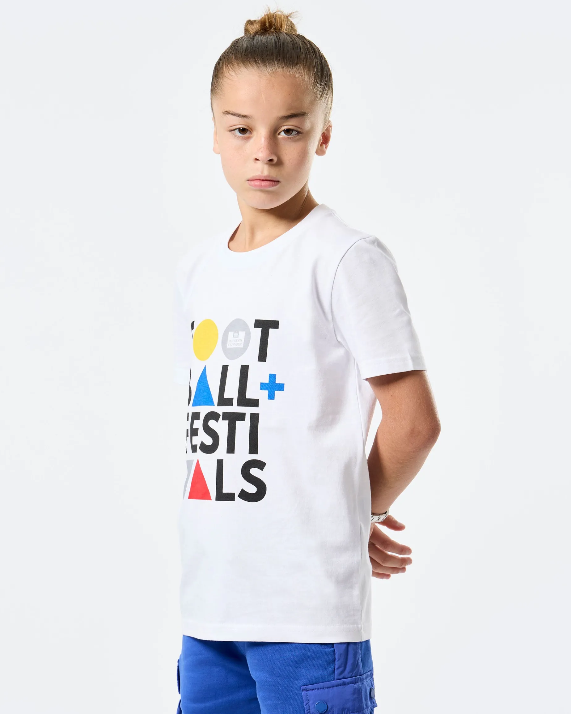 Kids Football + Festivals Graphic T-Shirt White