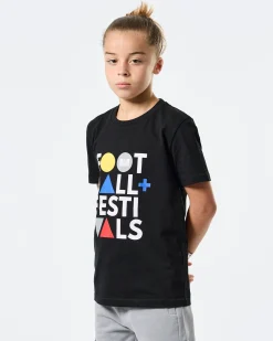 Kids Football + Festivals Graphic T-Shirt Black