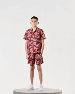 Kids Monuriki Camo Shirt Blaze Red Rain Camo