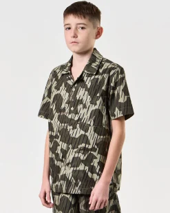 Kids Monuriki Camo Shirt Castle Green Rain Camo