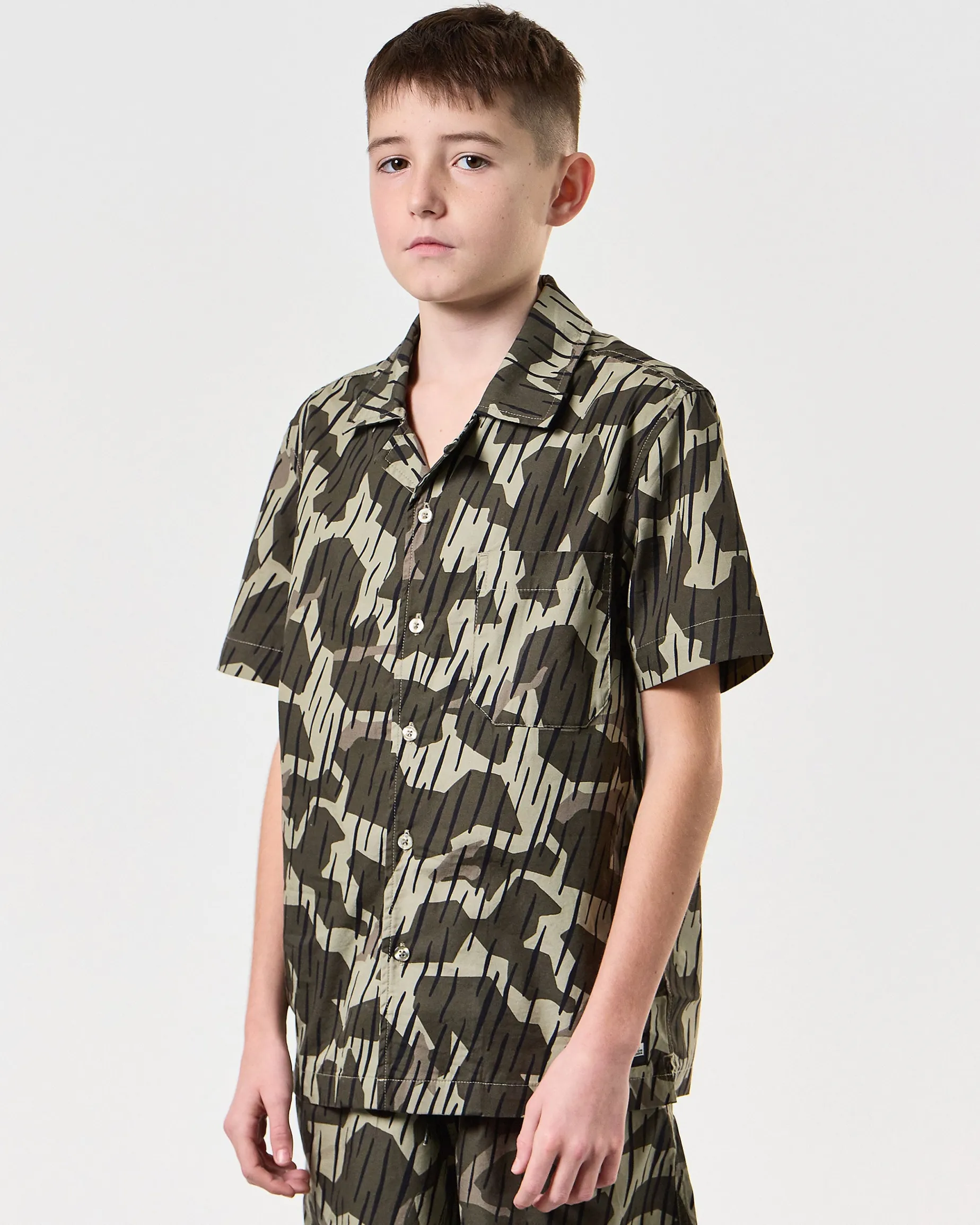 Kids Monuriki Camo Shirt Castle Green Rain Camo
