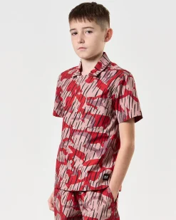 Kids Monuriki Camo Shirt Blaze Red Rain Camo