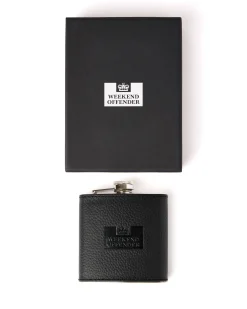 Leather Hip Flask With Gift Box Black