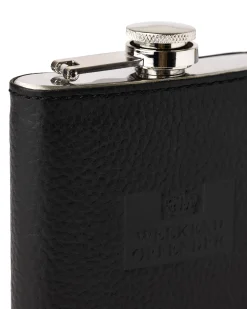 Leather Hip Flask With Gift Box Black