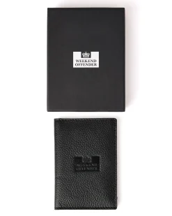 Leather Passport Holder With Gift Box Black