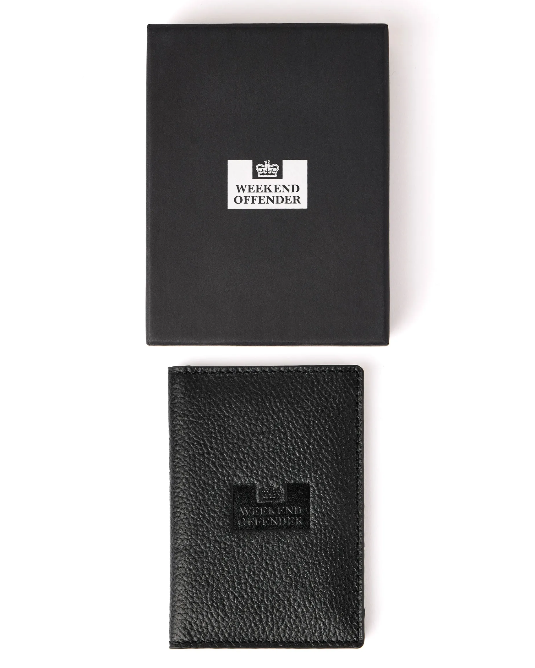 Leather Passport Holder With Gift Box Black