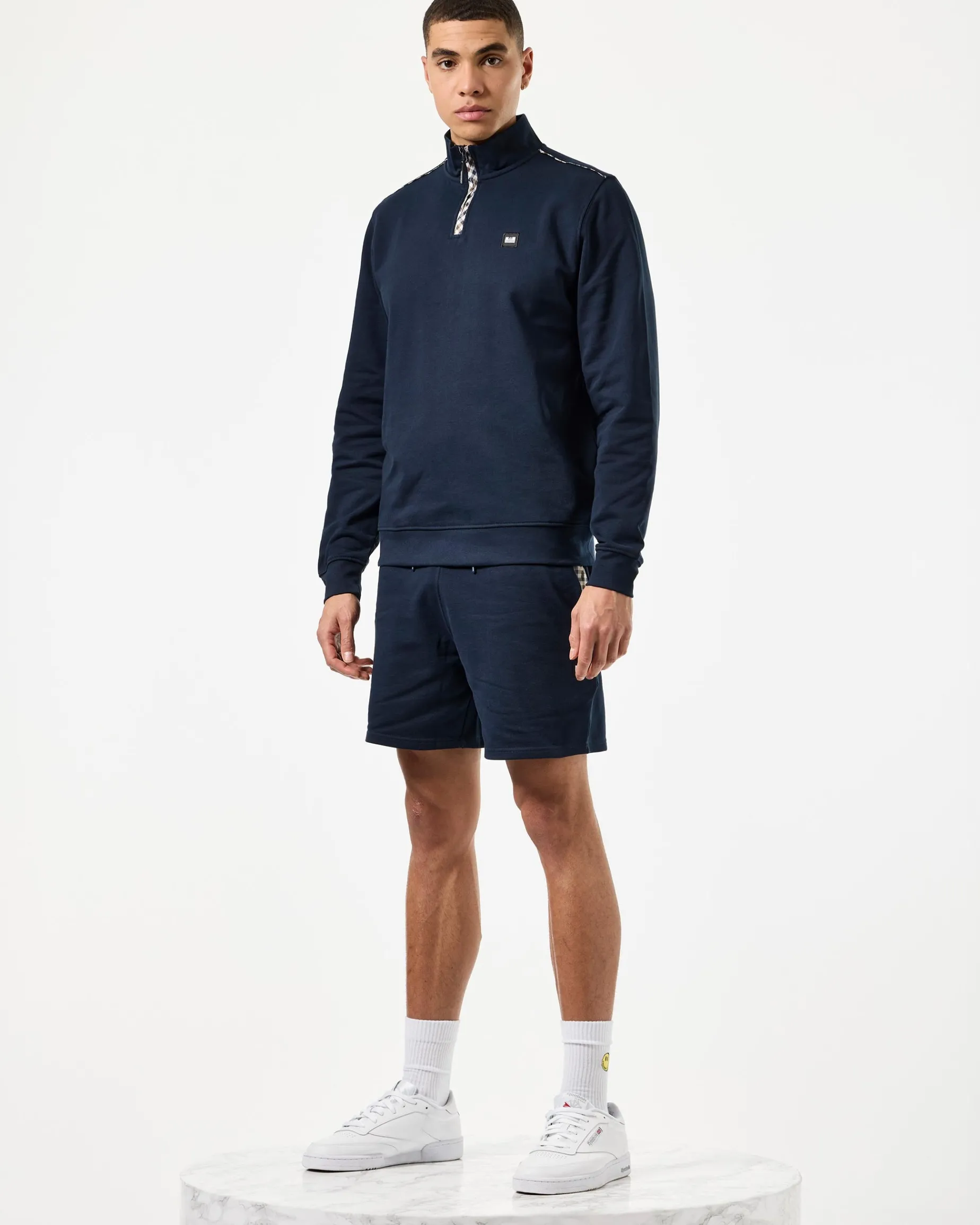 Matisa Quarter Zip Sweatshirt Navy/Mid House Check