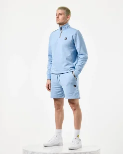 Matisa Quarter Zip Sweatshirt Sea Marine Blue/Mid House Check