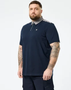 Plus Size - Costa Polo Shirt Navy/Mid House Check