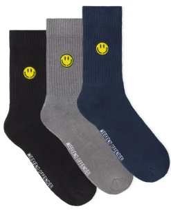 Smiley Sports Socks Navy/Black/Grey