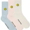 Smiley Sports Socks Pink/Blue/Cream