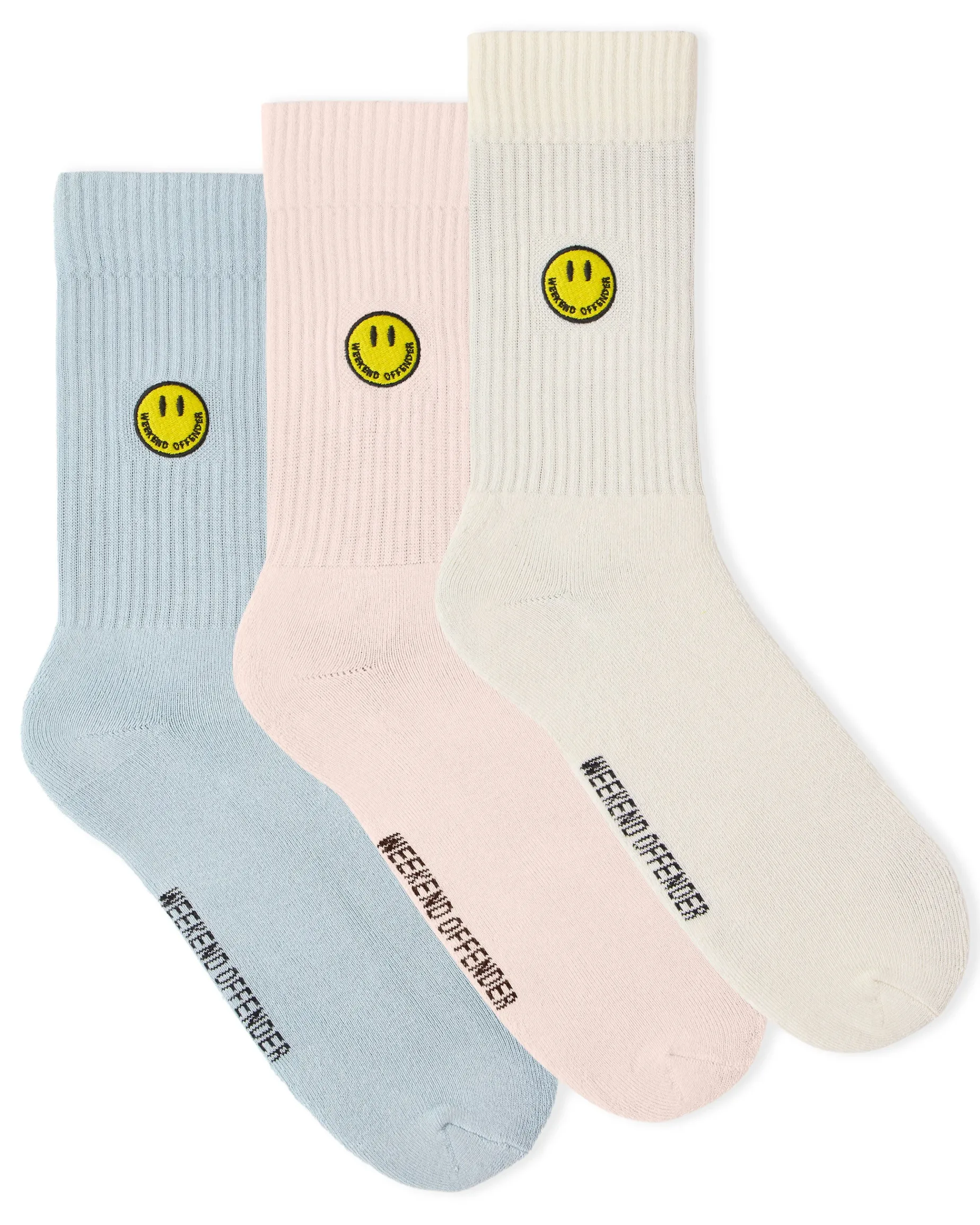 Smiley Sports Socks Pink/Blue/Cream